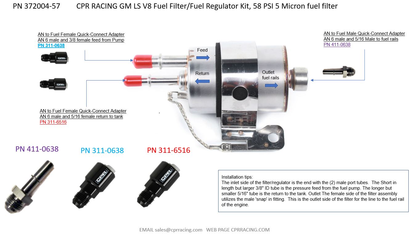 6AN LS1 Fuel Pump & Filter Regulator Kit Engine Swap For Returnless Fuel Rails