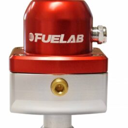 Universal High Pressure Adjustable Fuel Pressure Regulator Blocking Style Mini 25-65 psi (1) -6AN Inlet (2) -6AN Outlets Red FUELAB